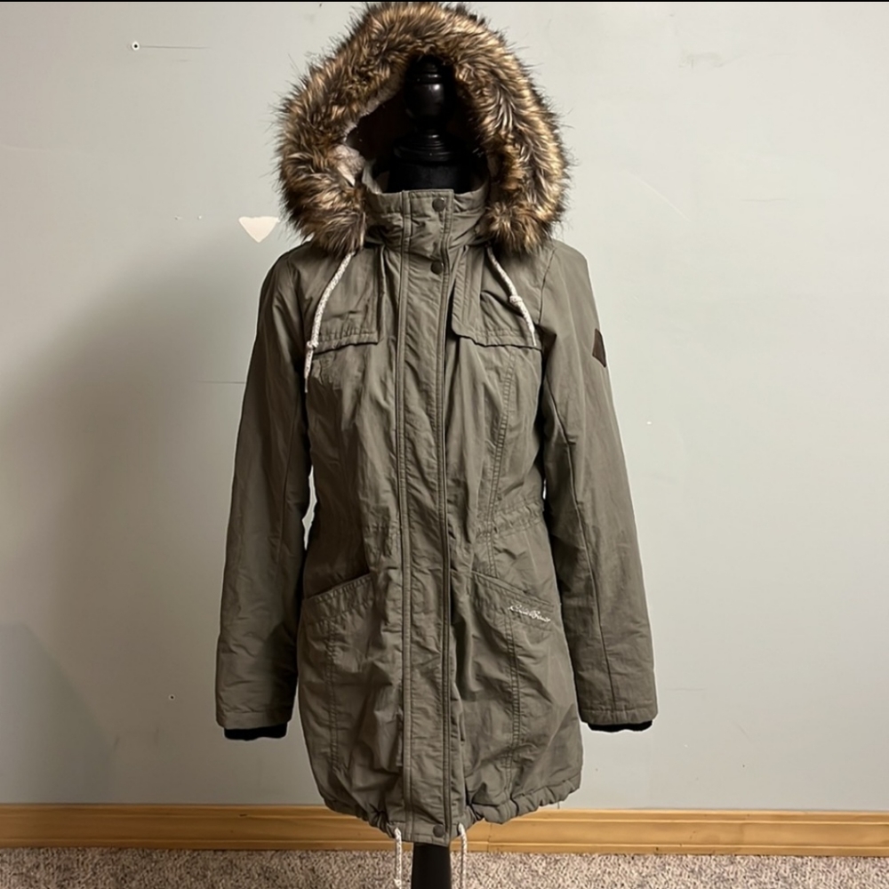 Eddie Bauer Fur Hood Olive Parka sz S